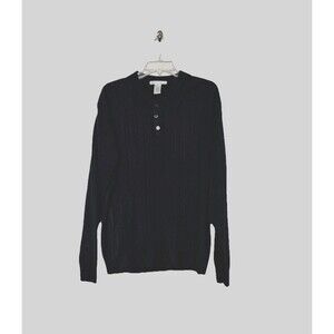 Geoffrey Beene Black Sweater Long Sleeve 100% Acrylic Sz Large Shirt